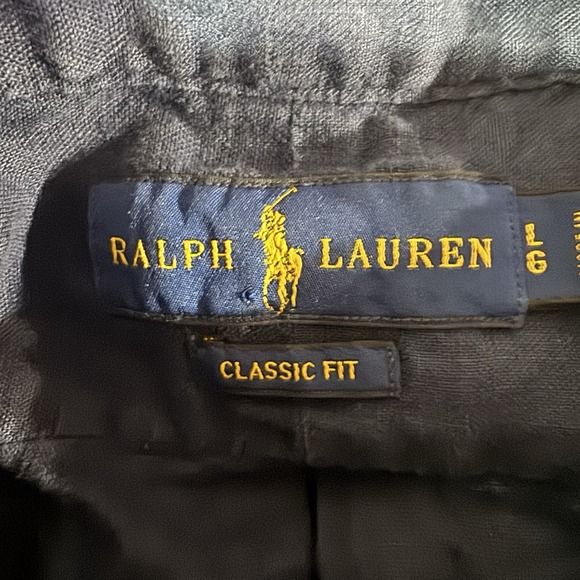 Ralph Lauren Classic Fit 100% Linen S/S Button Up Up Shirt Navy Blue Men's Sz L - Picture 3 of 6